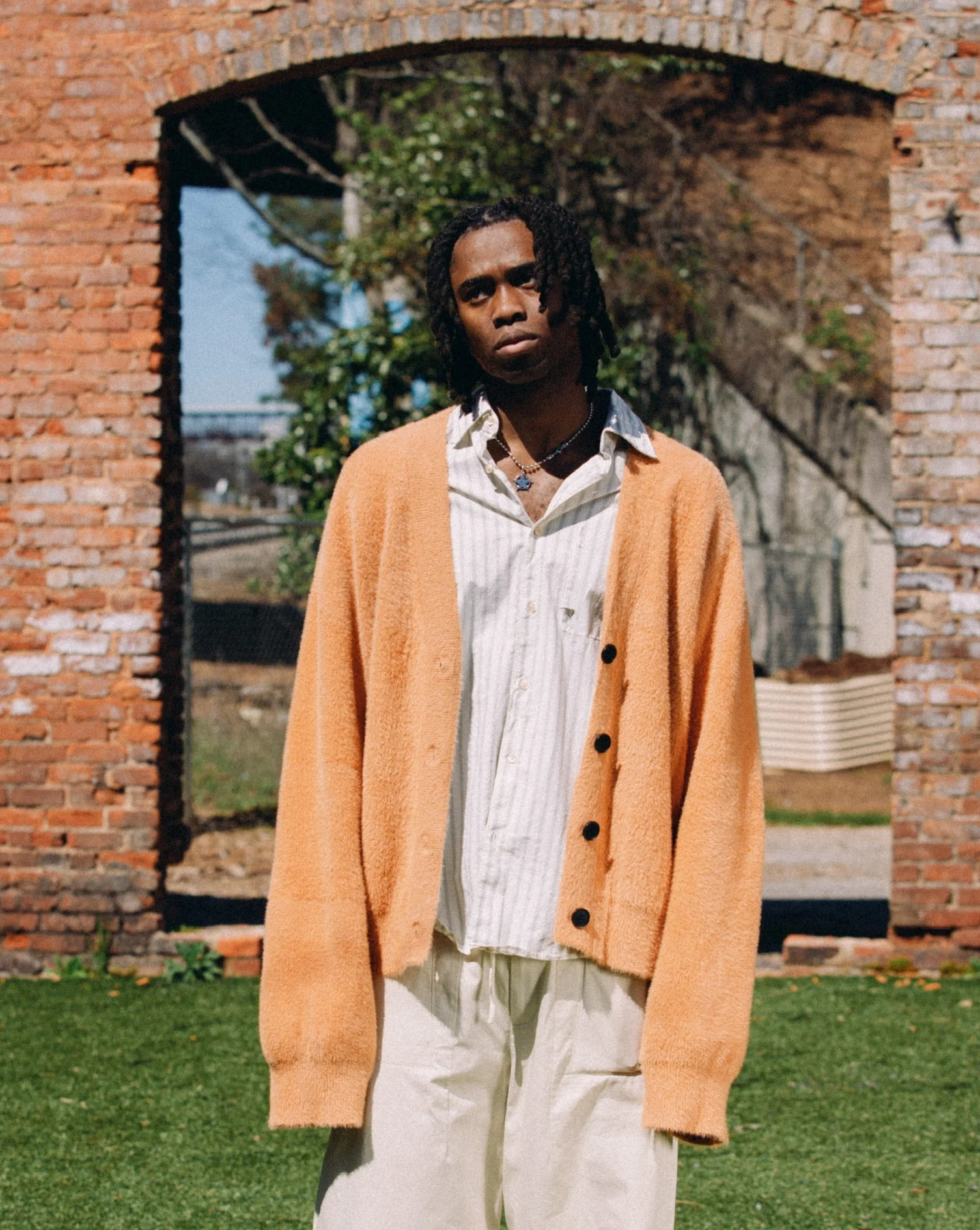 "CAMEL" MOHAIR KNIT CARDIGAN - Image 4