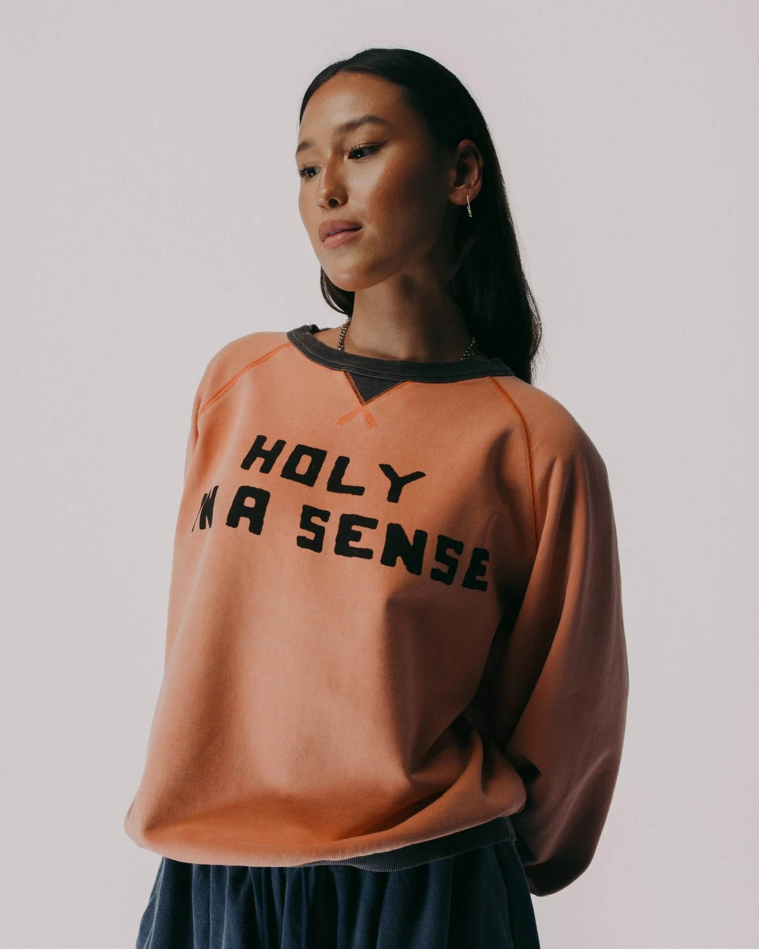 "HOLY IN A SENSE" 50'S RAGLAN CREWNECK - Image 4