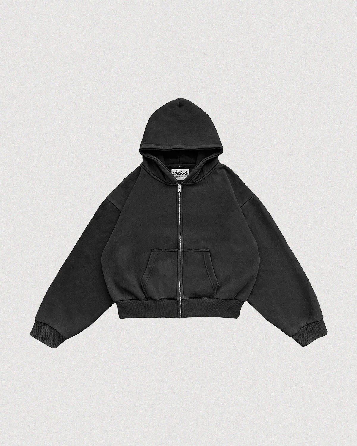 "NOIR" SUN-FADED ZIP HOODIE